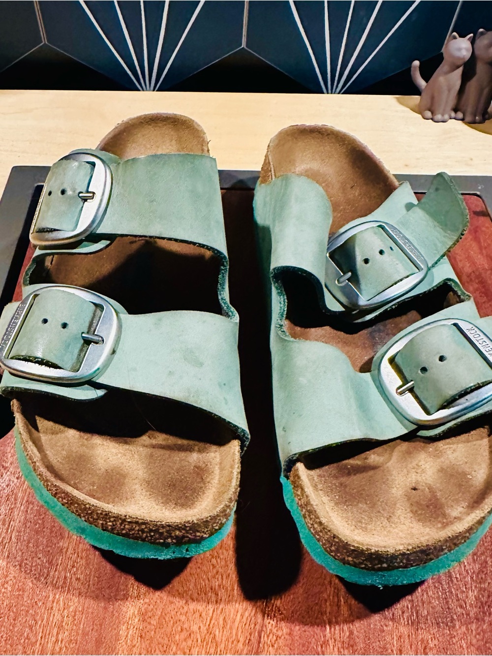 Birkenstock Arizona Big Buckle Leather Sandals Green